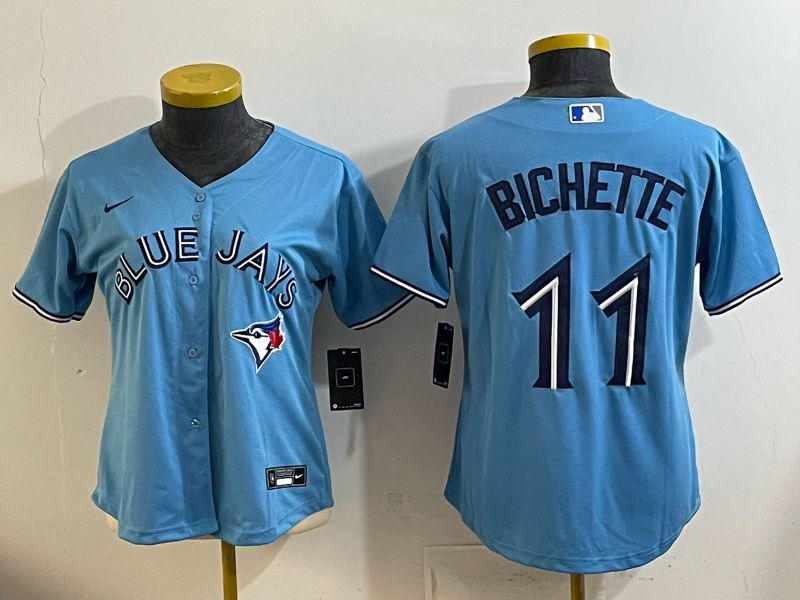 Women 2025 Nike Toronto Blue Jays #11 Bichette Light Blue Game MLB Jersey 05->women mlb jersey->Women Jersey